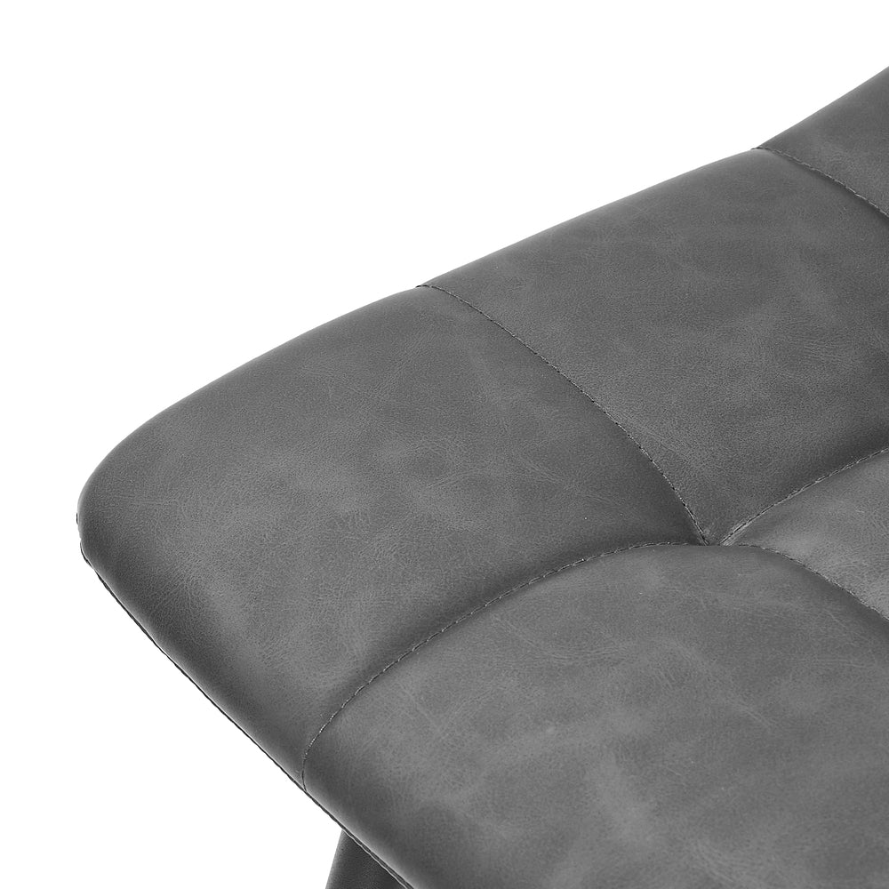 4x Dining Chairs PU Leather Padded Seat Retro Black & Grey