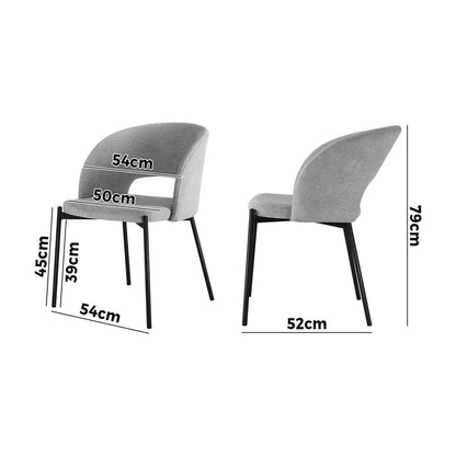 4x/6x Armchair Dining Chair Fabric Grey&Black