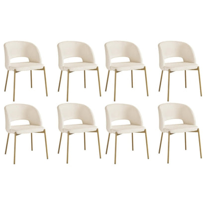 8x Dining Chair Tub Armchairs Sherpa White&Gold