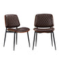 2x Dining Chairs Leather Seat Metal Legs Black/Walnut