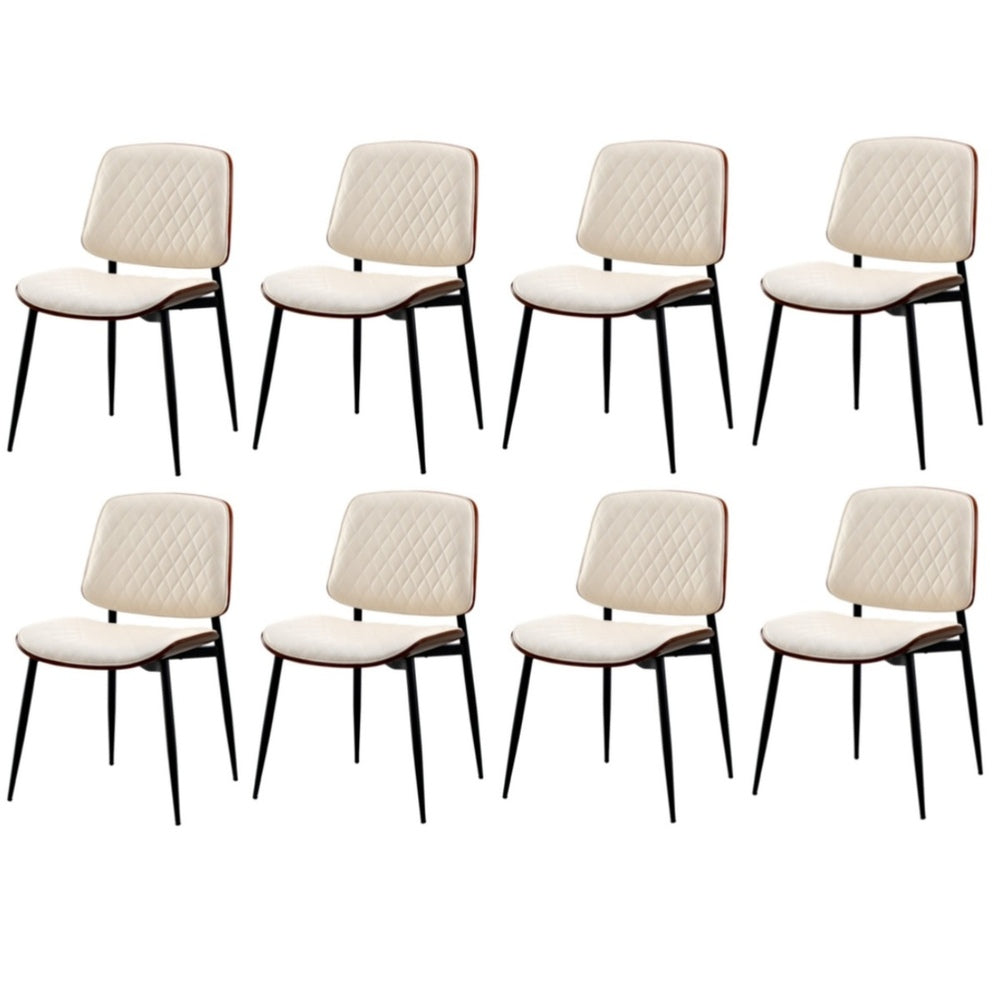 8x Dining Chairs Retro PU Leather Solid Wood Metal Leg White