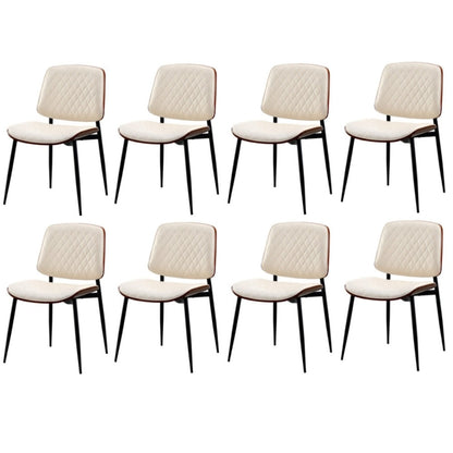 8x Dining Chairs Retro PU Leather Solid Wood Metal Leg White