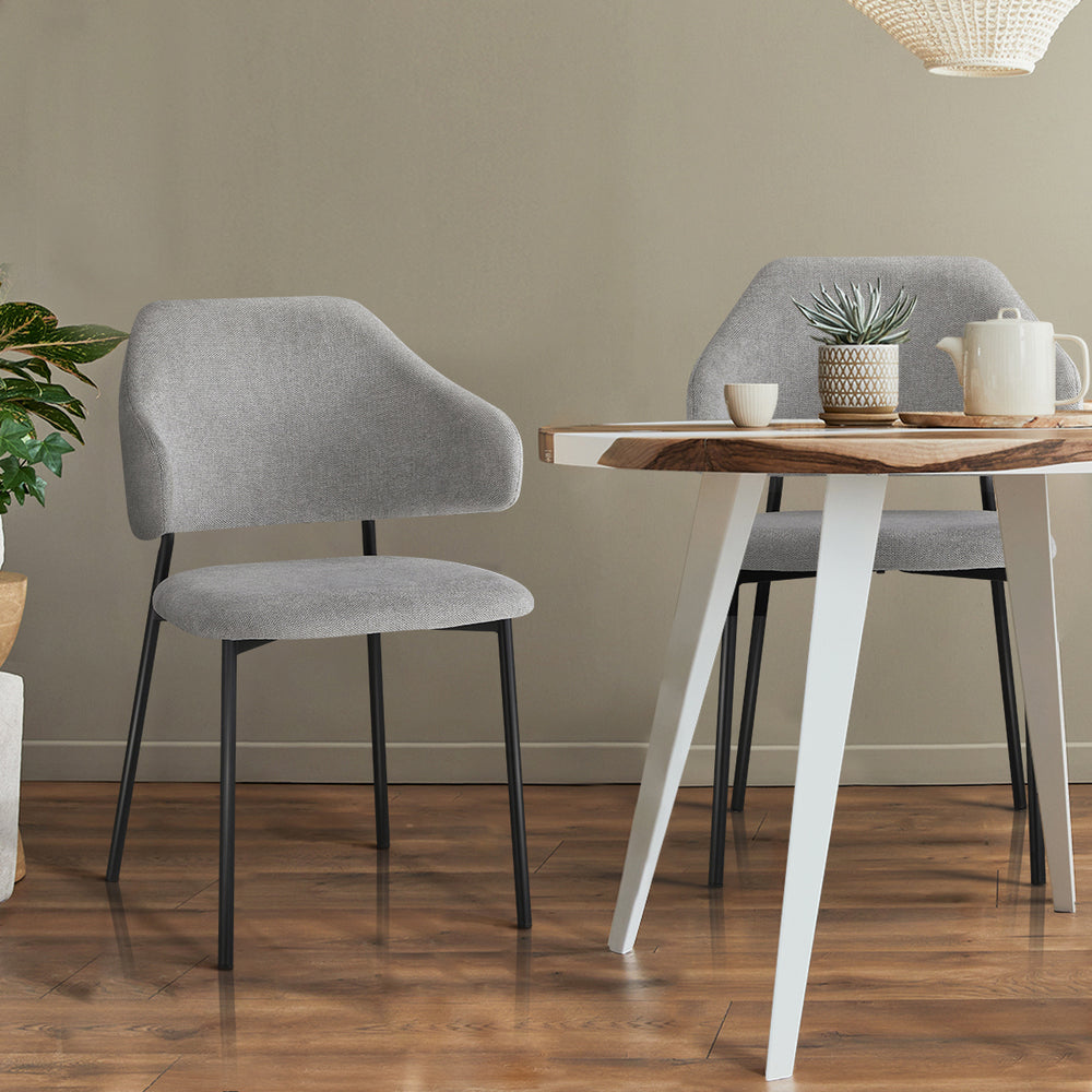 4x Dining Chairs Tub Fabric Grey&Black