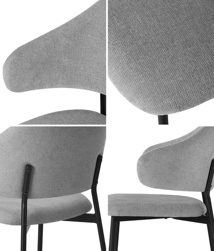 4x Dining Chairs Tub Fabric Grey&Black
