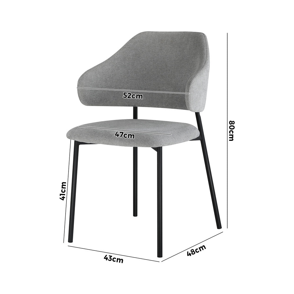 4x Dining Chairs Tub Fabric Grey&Black