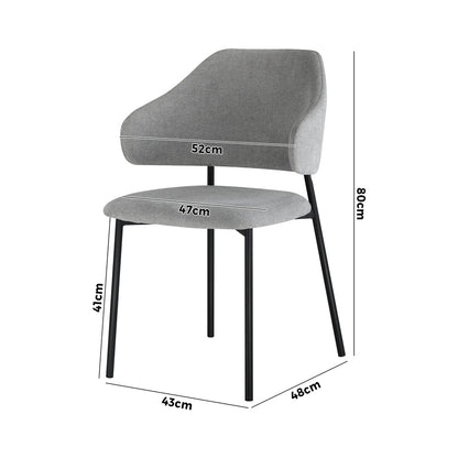 4x Dining Chairs Tub Fabric Grey&Black
