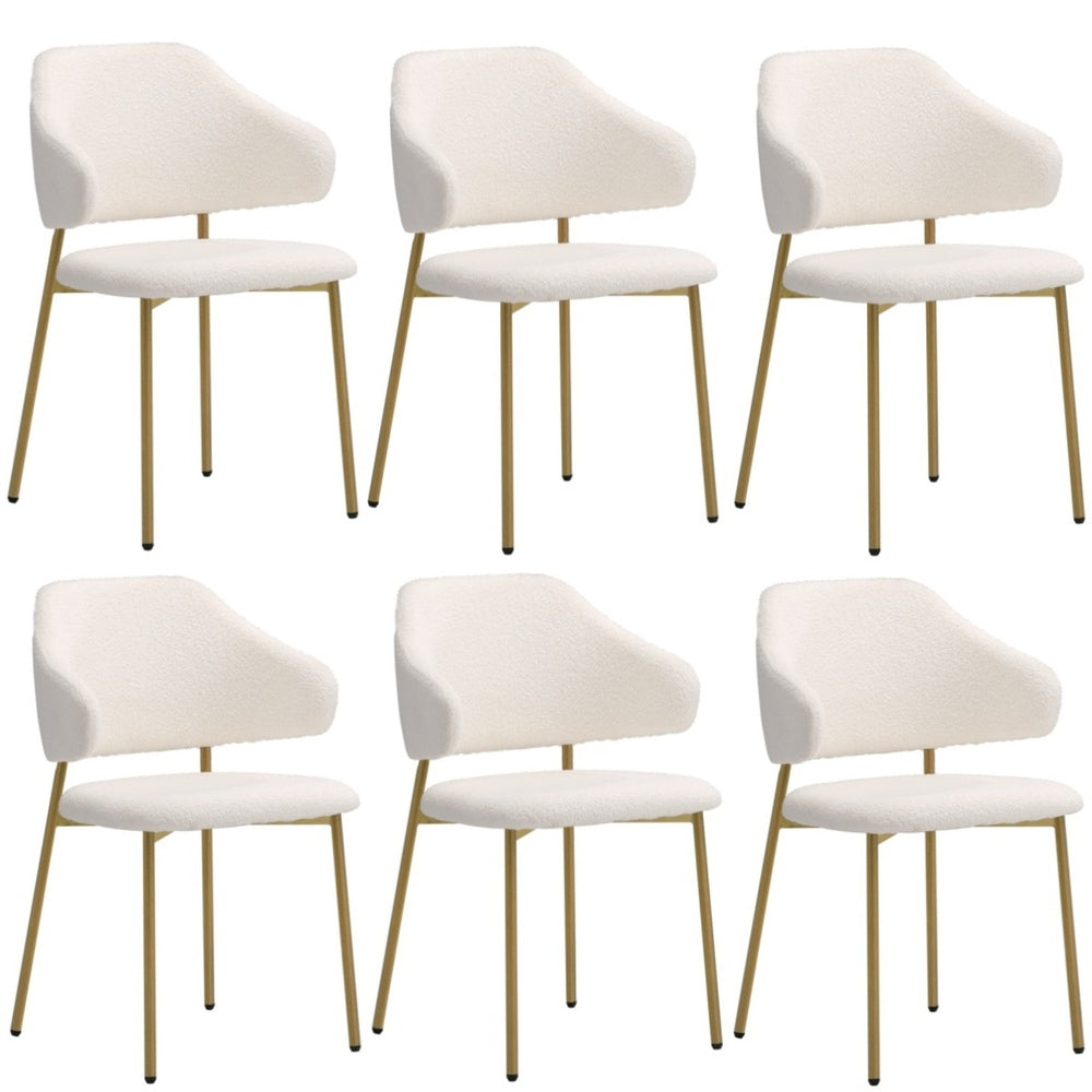 4Pcs/6Pcs Dining Chair Sherpa Gold&White