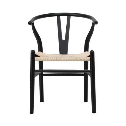 Dining Chair Wooden Hans Wegner Wishbone Black