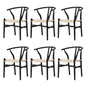 6xDining Chair Wooden Hans Wegner Wishbone Black