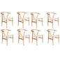 8x Dining Chair Wooden Hans Wegner Wishbone