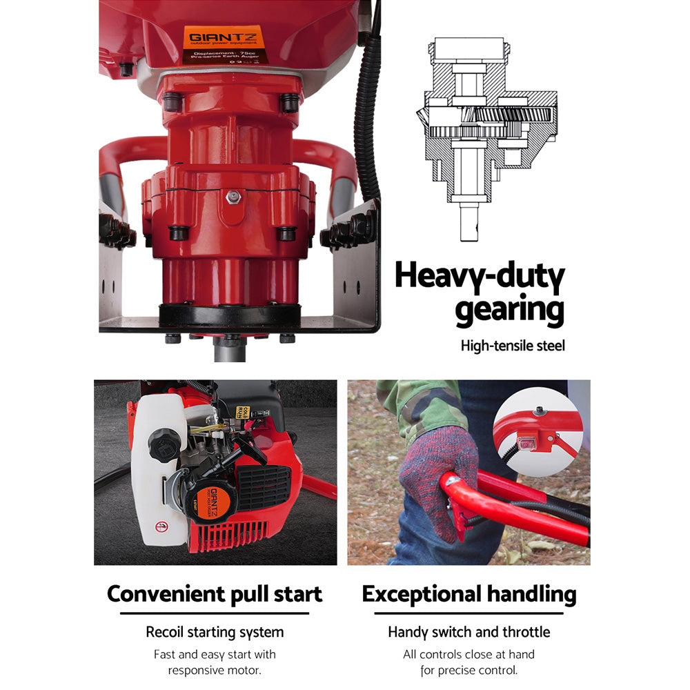 66Cc Post Hole Digger Motor Only Petrol Engine Red