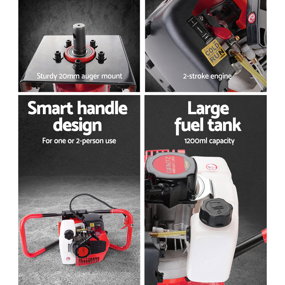 66Cc Post Hole Digger Motor Only Petrol Engine Red