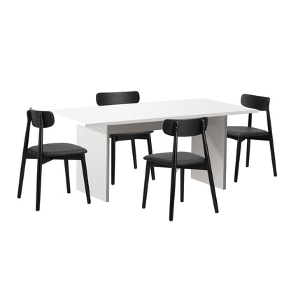 4-Seater Dining Table and Chairs Set Wooden Black Modern Kitchen Furniture