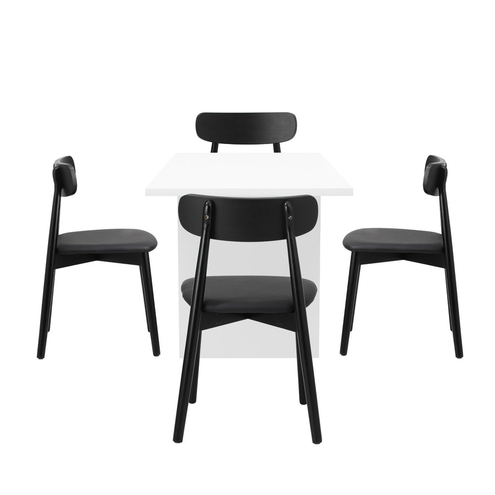 4-Seater Dining Table and Chairs Set Wooden Black Modern Kitchen Furniture