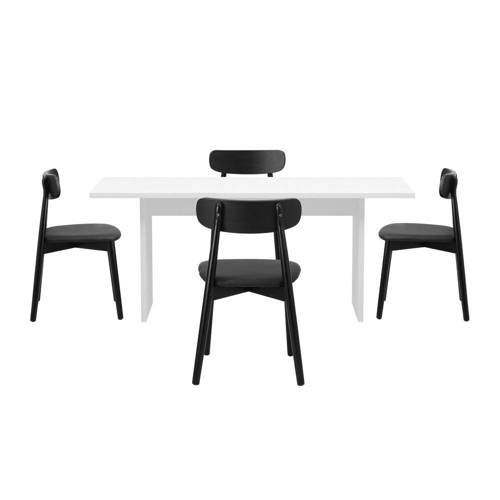 4-Seater Dining Table and Chairs Set Wooden Black Modern Kitchen Furniture