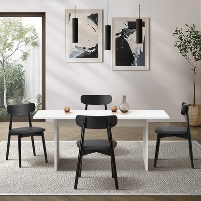 4-Seater Dining Table and Chairs Set Wooden Black Modern Kitchen Furniture