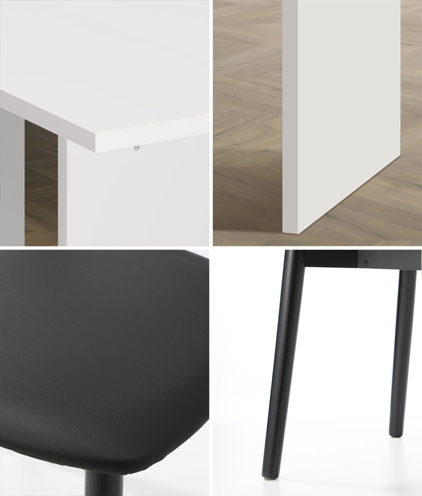 4-Seater Dining Table and Chairs Set Wooden Black Modern Kitchen Furniture