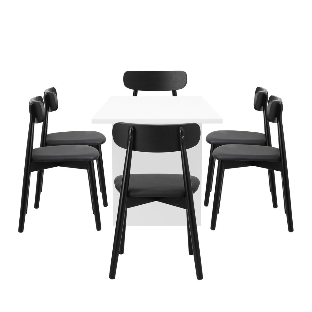 6-Seater Dining Table and Chairs Set Wooden Black & White for Kitchen or Dining Room