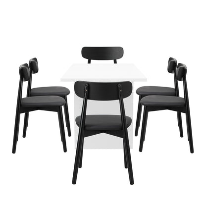 6-Seater Dining Table and Chairs Set Wooden Black & White for Kitchen or Dining Room