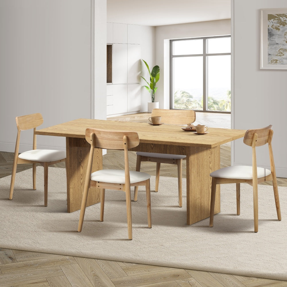 4-Seater Dining Table and Chairs Set Wooden Black Modern Kitchen Furniture