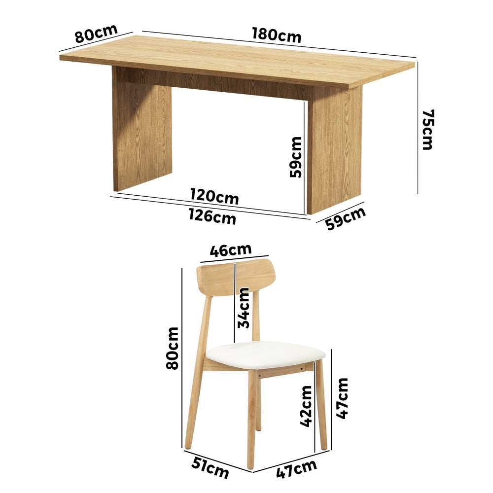 4-Seater Dining Table and Chairs Set Wooden Black Modern Kitchen Furniture