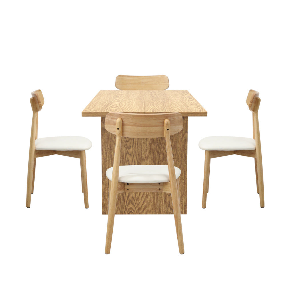 4-Seater Dining Table and Chairs Set Wooden Black Modern Kitchen Furniture