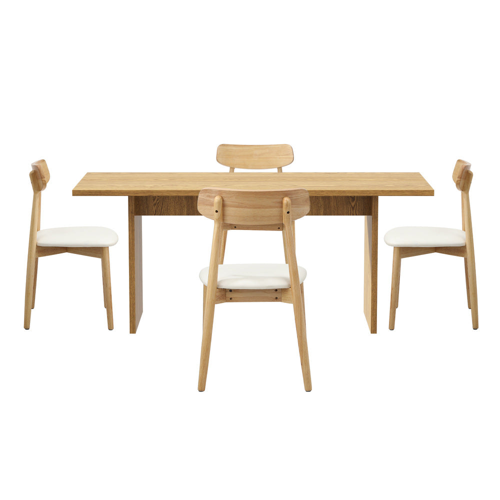 4-Seater Dining Table and Chairs Set Wooden Black Modern Kitchen Furniture