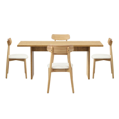 4-Seater Dining Table and Chairs Set Wooden Black Modern Kitchen Furniture