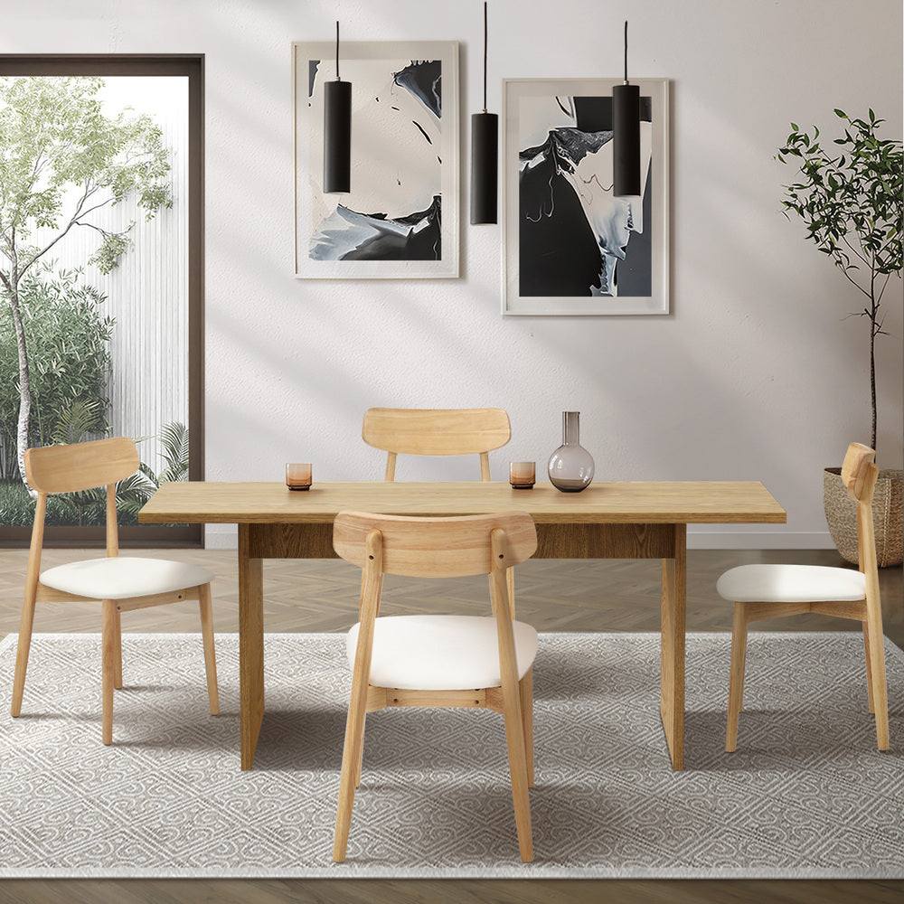 4-Seater Dining Table and Chairs Set Wooden Black Modern Kitchen Furniture