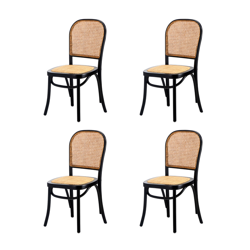 160cm Extendable Dining Table with 6PCS Chairs Rattan Natural