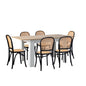 160cm Extendable Dining Table with 6PCS Chairs Rattan White