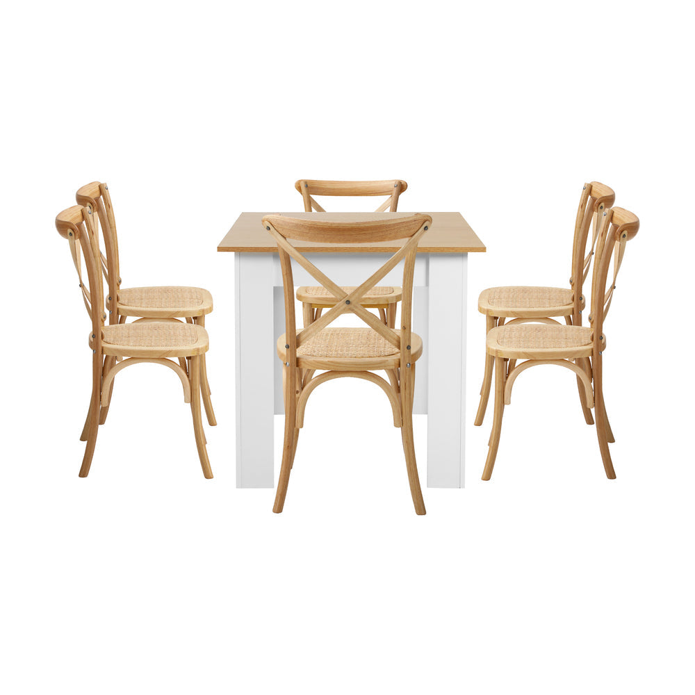 Extendable Dining Table with 4/6PCS Chairs Crossback