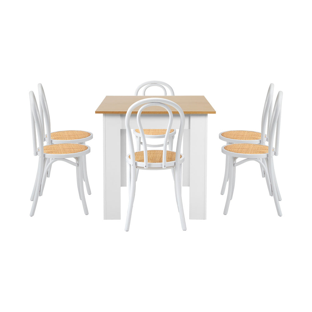160cm Extendable Dining Table with 6PCS Crossback Chairs White