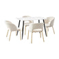 120cm Rectangle Dining Table with 4PCS Chairs Sherpa White