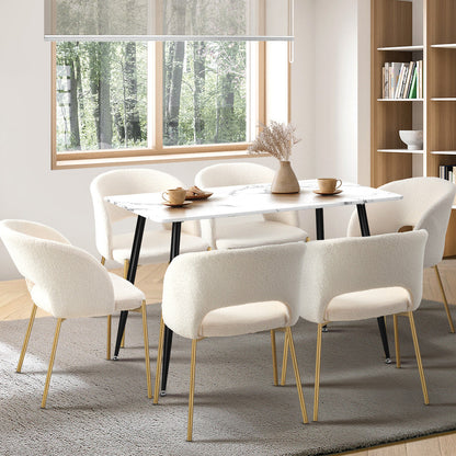 120cm Rectangle Dining Table with 4PCS Chairs Sherpa White