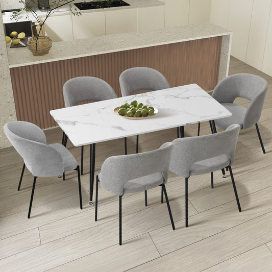 120cm Rectangle Dining Table with 4PCS Chairs Fabric Grey