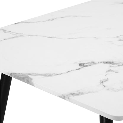 120cm Rectangle Dining Table with 6 Grey & Gold Fabric Chairs for Dining Room