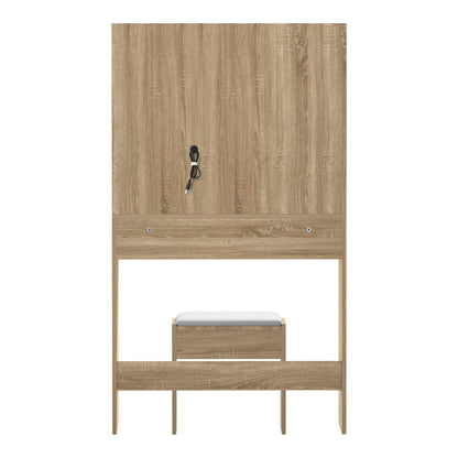 Dressing Table Stool Set LED Mirror White
