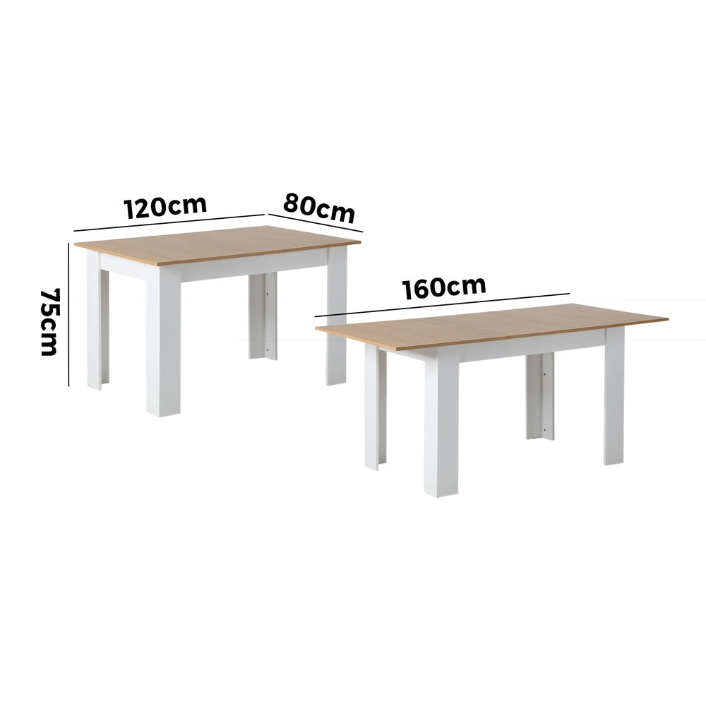 160cm Extendable Dining Table Kitchen Restaurant Cafe Table WoodenWhite