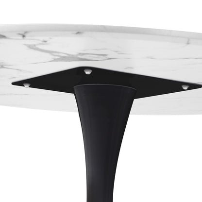 60cm Dining Table Marble Tulip Shape White&Black