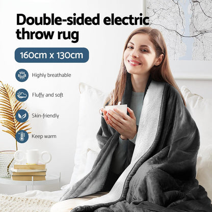 Electric Throw Rug Heated Blanket Washable Snuggle Flannel Winter