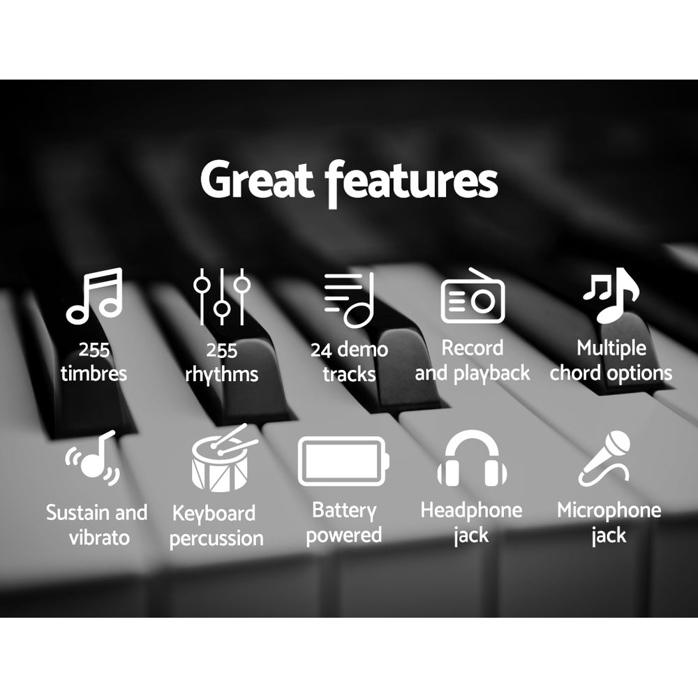 61 Keys Electronic Piano Keyboard Digital Electric W/ Stand Beginner Black