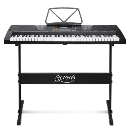 61 Keys Electronic Piano Keyboard Digital Electric W/ Stand Lighted Black