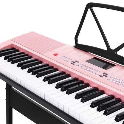 61 Keys Electronic Piano Keyboard Digital Electric W/ Stand Lighted Pink