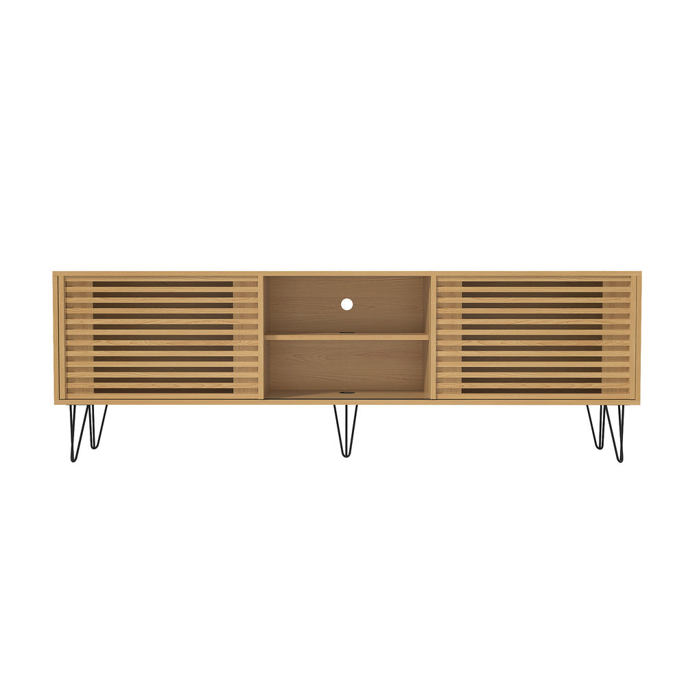 TV Cabinet Storage Sliding Door 180cm Black/Natural