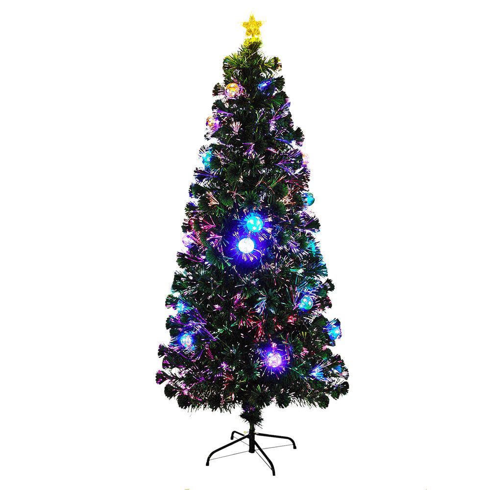 LED Christmas Tree 1.8M 6FT Fibre-Optic Flash Lights Artificial Xmas Decor White & Multi