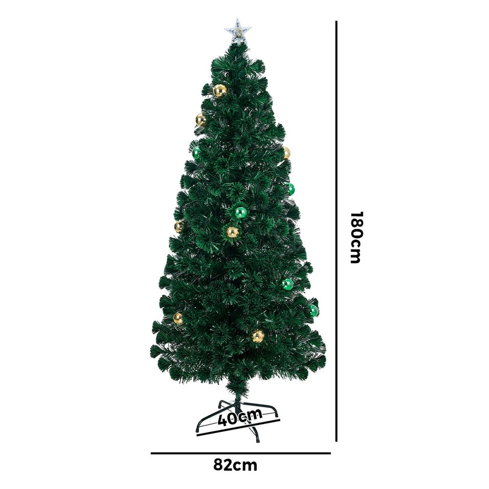 LED Christmas Tree 1.8M 6FT Fibre-Optic Flash Lights Artificial Xmas Decor White & Multi