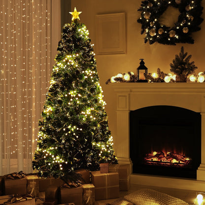 LED Christmas Tree 1.8M 6FT Fibre-Optic Flash Lights Artificial Xmas Decor White & Multi