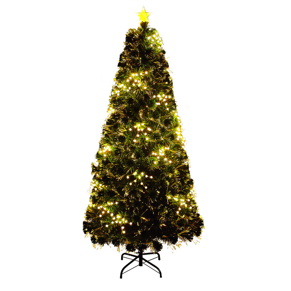 LED Christmas Tree 1.8M 6FT Fibre-Optic Flash Lights Artificial Xmas Decor White & Multi