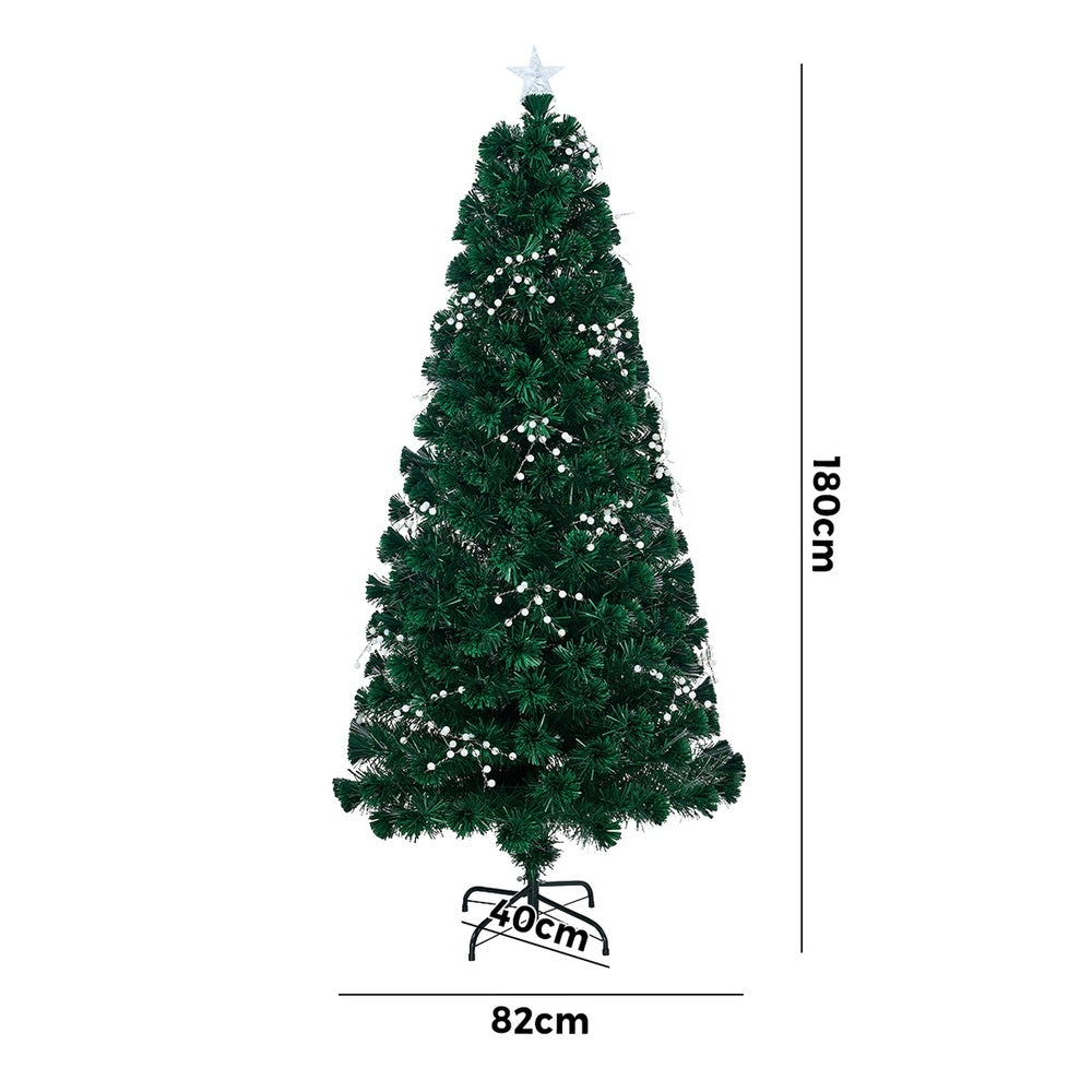 LED Christmas Tree 1.8M 6FT Fibre-Optic Flash Lights Artificial Xmas Decor White & Multi